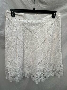 Talbots White Lace Cotton A-Line Skirt
